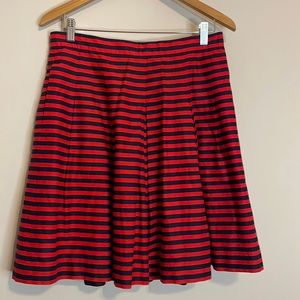 J. Crew Factory Red and Navy midi Striped Skirt Sz 6 NWT